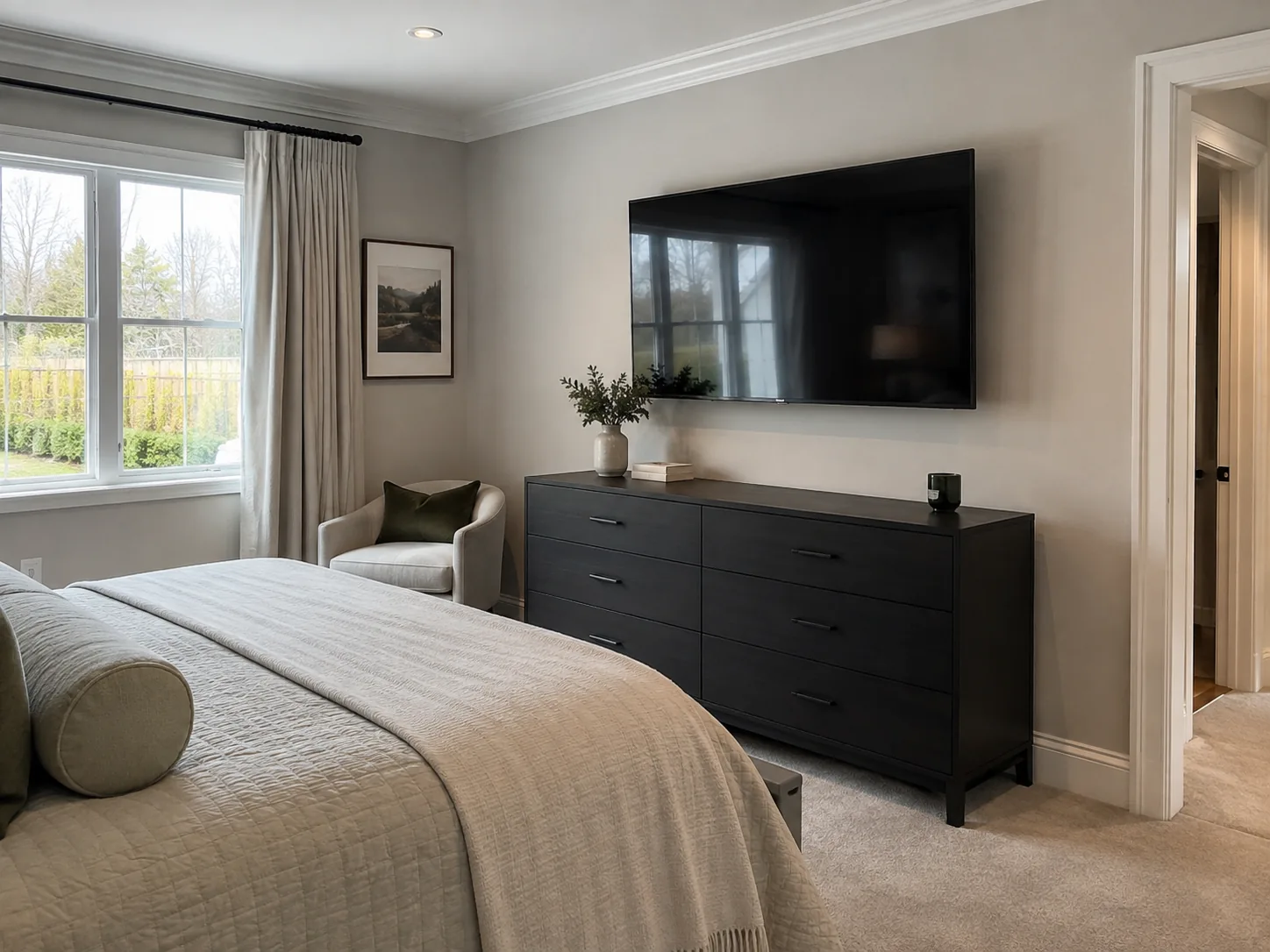 Wall-mounted bedroom television